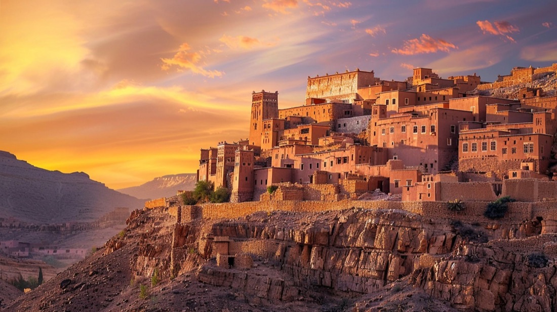 Moroccan kasbah heritage landscape for Rallye Sirocco